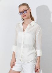 Düşük Kol Çizgili Basic Gömlek