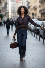 Baklava Desen Önü Düğmeli Kemerli Detaylı Kazak