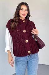 Cepli Bisiklet Yaka Kalın Örgü Yelek