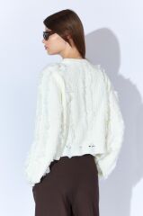 Püskül Detaylı Bisiklet Yaka Kazak