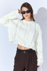 Püskül Detaylı Bisiklet Yaka Kazak