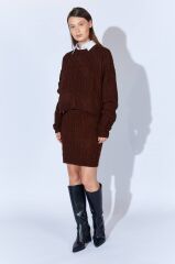 Saç Örgü Detaylı Etek Kazak Takım