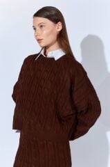 Saç Örgü Detaylı Etek Kazak Takım