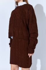 Saç Örgü Detaylı Etek Kazak Takım