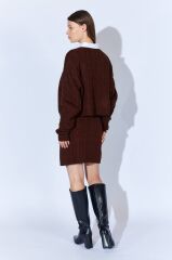 Saç Örgü Detaylı Etek Kazak Takım