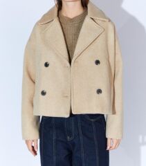Yakalı Dört Düğmeli Diagonel Kısa Kaşe Ceket
