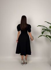 Ceket Yaka Düğme Detaylı Atlas Elbise