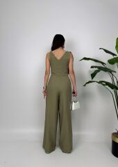 Haki Tulum Şal Yaka Detaylı