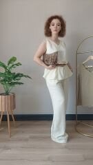 Sarı Bluz Pantolon Takım