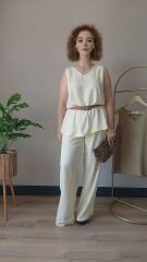 Sarı Bluz Pantolon Takım