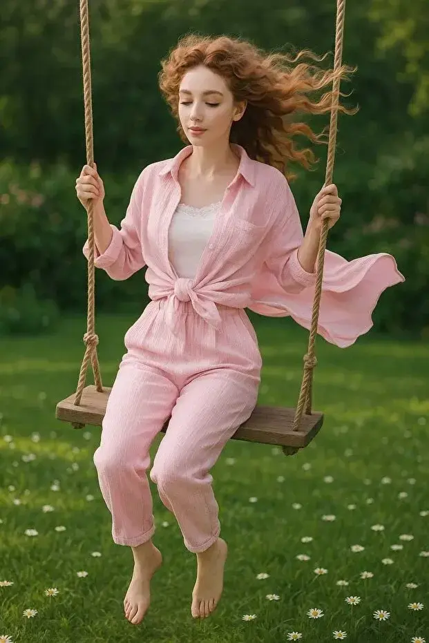 Pembe Müslin Pantolon