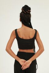 Siyah Askılı Bluz Crop