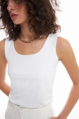 Beyaz Kalın Askılı Bluz