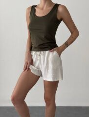 Kahve Kalın Askılı Bluz