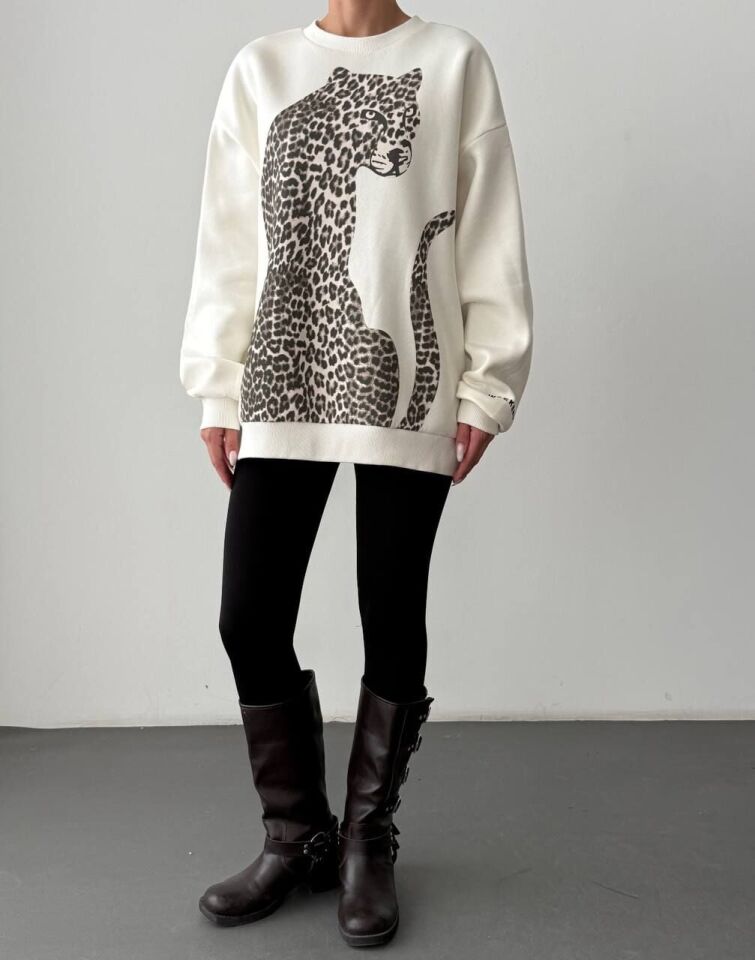 Leopar Desenli Sweatshirt