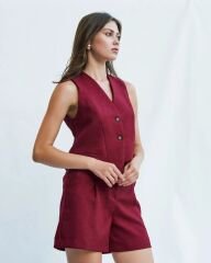 Bordo  Asimetrik Kesim Yelek