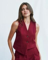 Bordo  Asimetrik Kesim Yelek