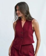 Bordo  Asimetrik Kesim Yelek