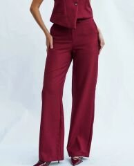 Yün Efektli Düz Paça Pantolon