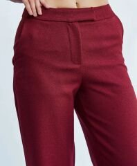 Yün Efektli Düz Paça Pantolon
