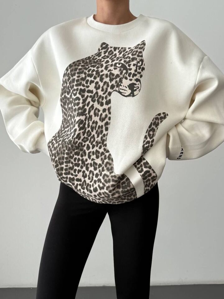 Leopar Desenli Sweatshirt Small
