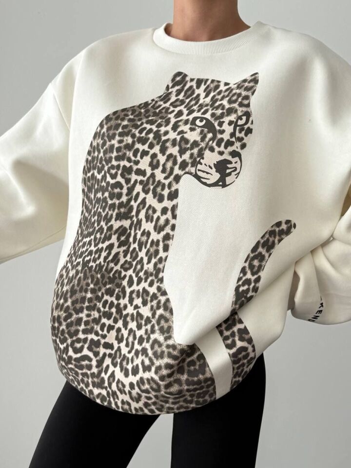 Leopar Desenli Sweatshirt Small