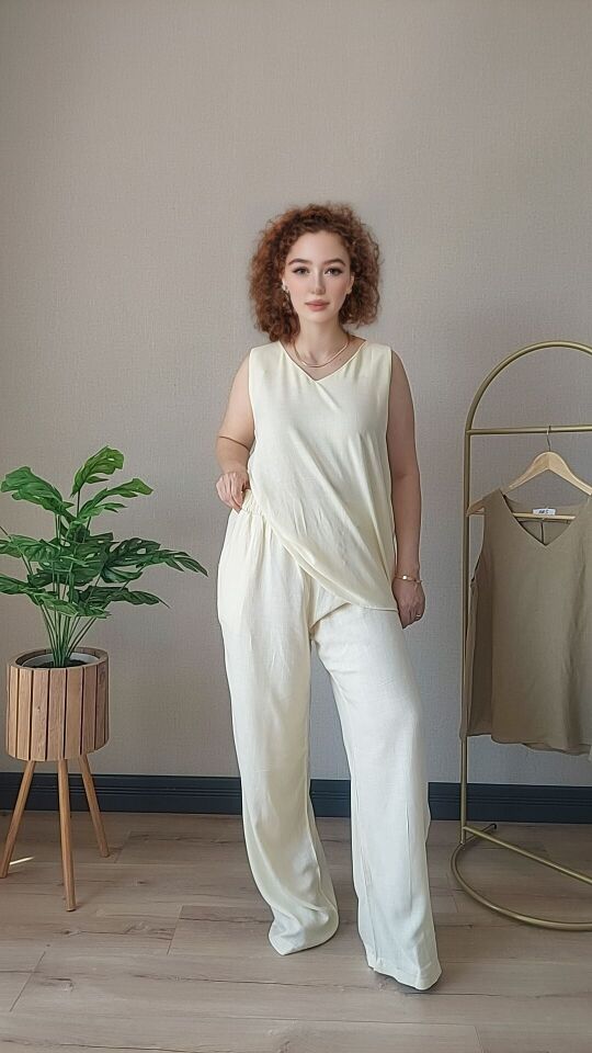 Sarı Bluz Pantolon Takım Small