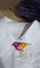 Taş İşlemeli Kuş Broş