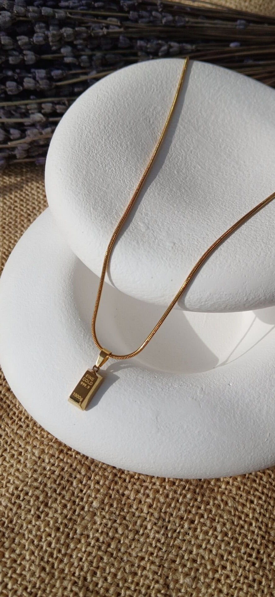 Çelik Külçe Altın Kolye