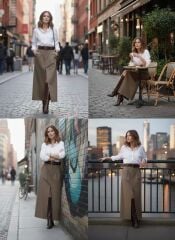 Ön Yırtmaç Detaylı Etek