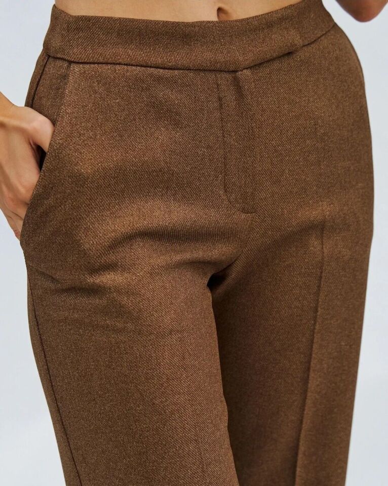 Yün Efektli Düz Paça Pantolon 40 - Bordo