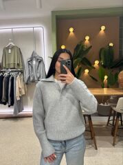 Yakalı Düğme Detaylı Basic Triko Kazak